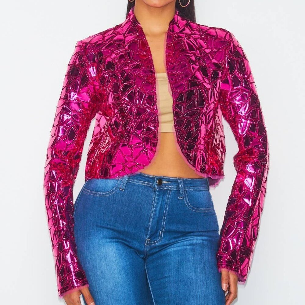 43. Pink Structured Geometric Jacket - image 1